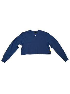 NWOT Yellow Label Co Crop Sweatshirt Crewneck Cotton Basics Blue Size XS